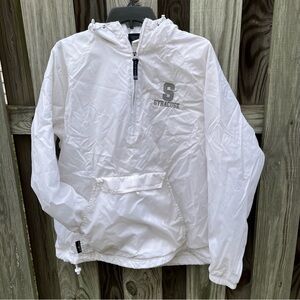 Syracuse University Quarter-Zip M White Windbreaker Jacket Hoodie Lined